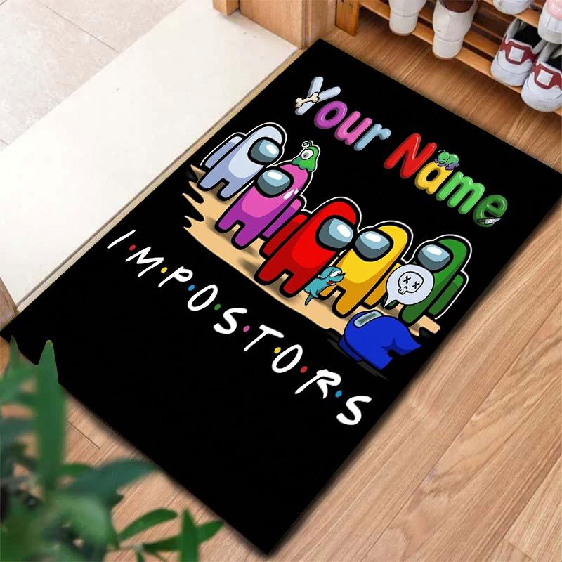 Among Us Custom Name Carpet Rug for Living Room Bedroom Home Sofa Decoration,Kids play Non-slip Floor Mat