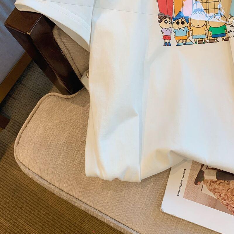 Cute Anime Crayon Shin-shirt Short-sleeved T-shirt for Women In Summer Loose Student Hong Kong Flavor Top T-shirt