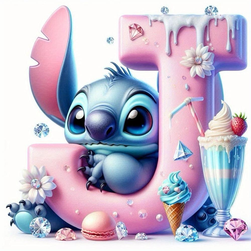 Disney Bordado de Diamantes Punto Mosaico de Dibujos Animados Novedad 26 Letras Pintura Imagen de Pedrería Helado Decoración Habitación Infantil