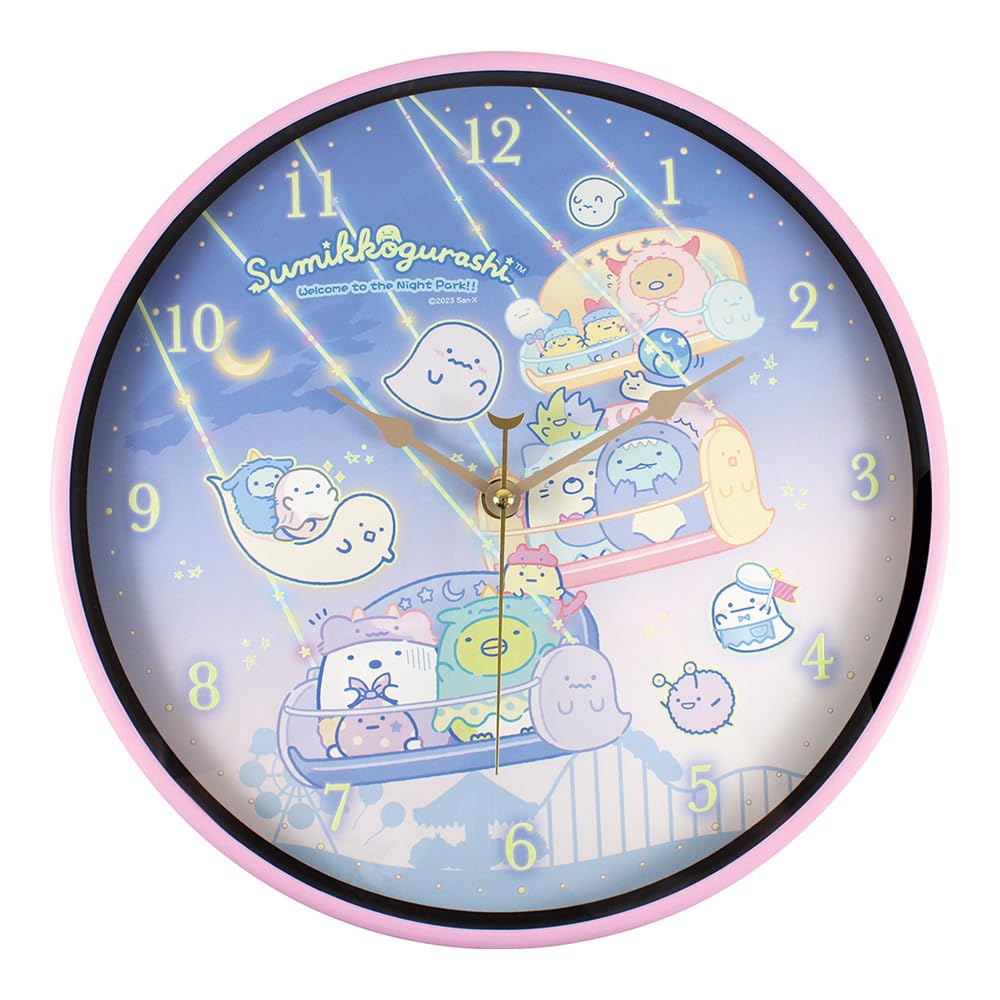 Factory Sumikkogurashi Wall Clock Ghost Night Park Pink T s Glow-in-the-Dark - - - 30×D4cm - SG-5520452PK розовый