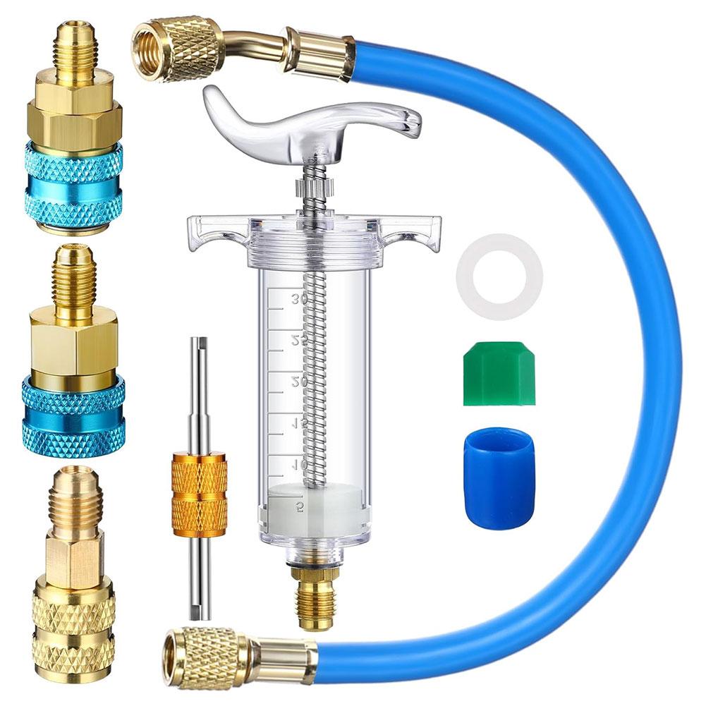 

Инжектор для автомобильного кондиционера с быстросъемным адаптером на стороне низкого давления 1/4 SAE ручной инжектор для масла 30 мл инструменты для ремонта кондиционера
