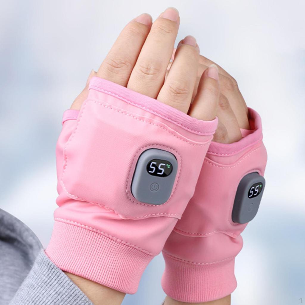 Heated Gloves Fingerless 3 Levels Adjustable Hand Warmers for Work Hiking Riding