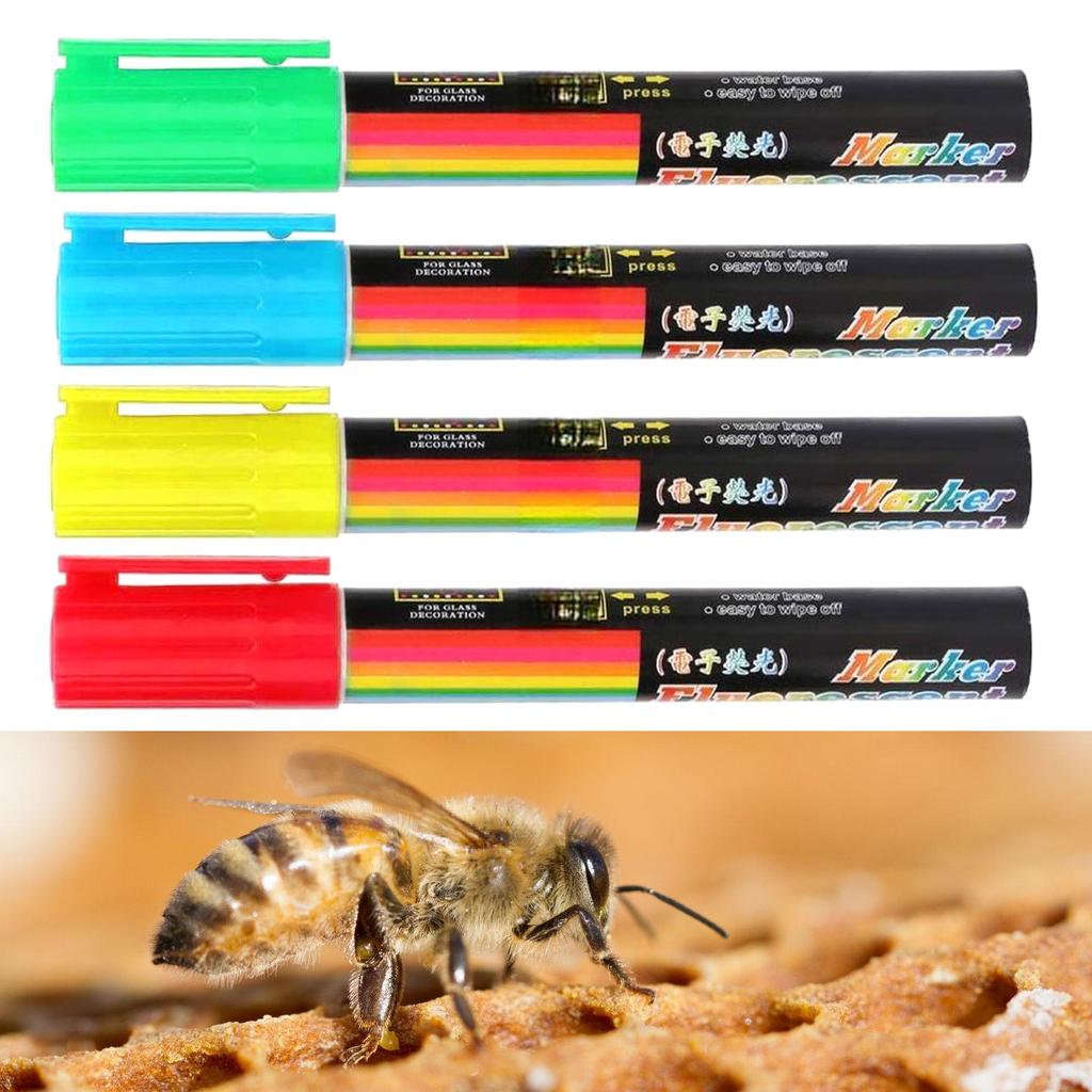 4Pcs Water Based Queen Bee Marker Pens Beehive Queen Marking Pens Water Based Color Coded Beekeeper Essentials