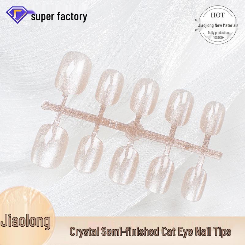 

Jiaolong Wearable Light Pink Cat Eye Nail Stickers - Handmade Nude Gentle Style Small