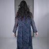 Spring Floral Long Sleeve Chiffon Dress for Middle-Aged Mothers