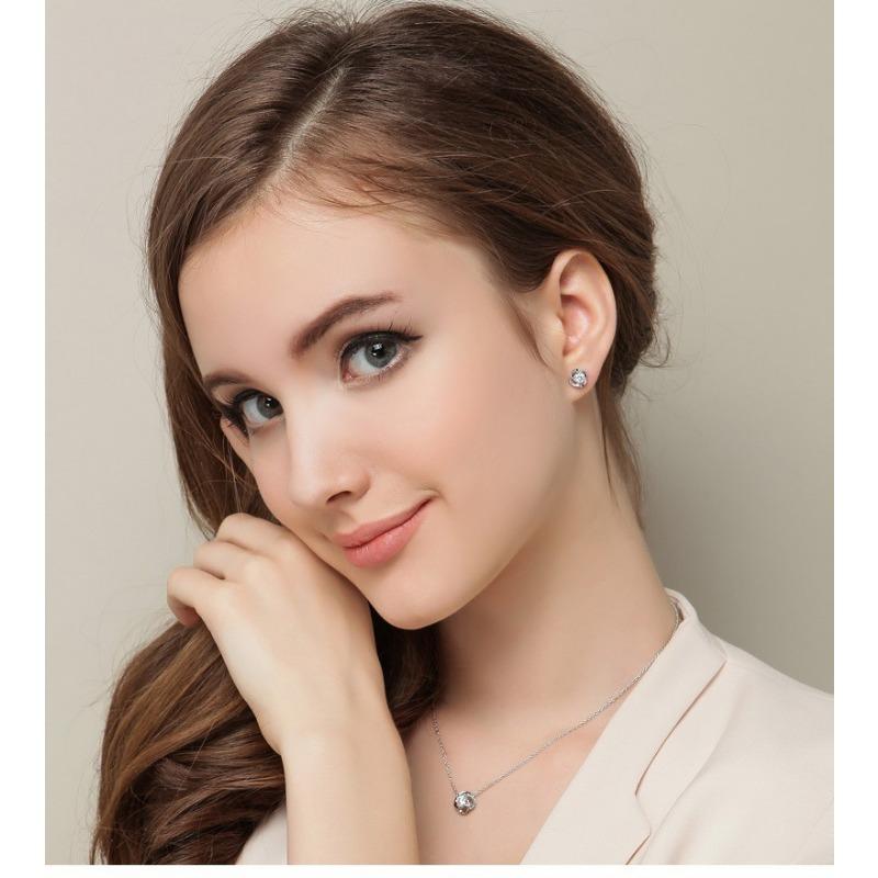 925 Sterling Silber Klee Glück Ohrstecker Koreanischer Stil Weiß Passend Einfache Ohrstecker Schmuck Silber Accessoires