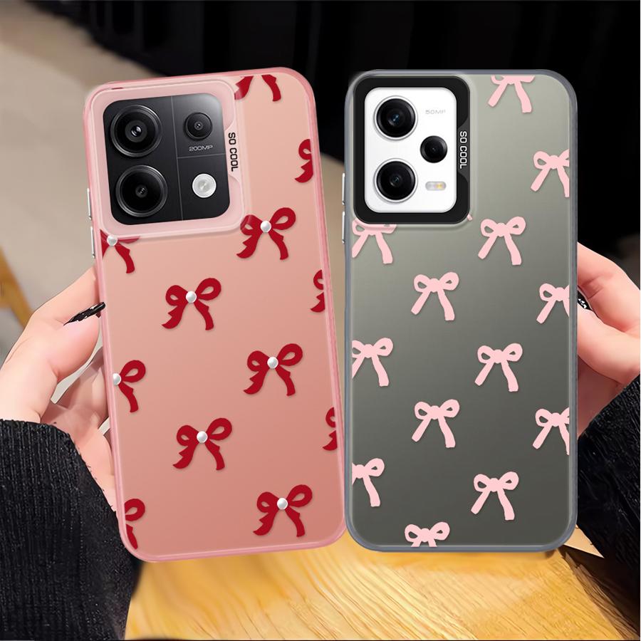 Case for Xiaomi Redmi Note 14 A2 13C 12 10 11 Pro 14C A1 Note 13 12 Pro Plus 12C Phone Cover Fashionable Red Pink Bow