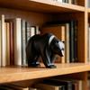 3D Printed Black Bear Figurine Ornament Matte Black Sculpture with Stable Base Modern Minimalist Decor for Shelf Table Display Graduation Gift