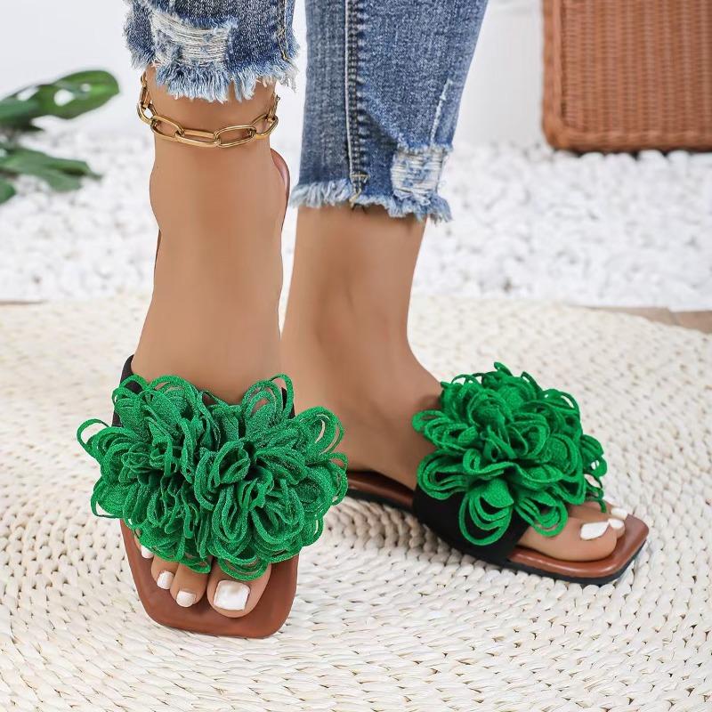 Fashion 2024 High Quality Ladies Shoes Shallow Women's Slippers Fashion Floral Daily Slippers Women Summer Plus Size Solid Flat Slippers