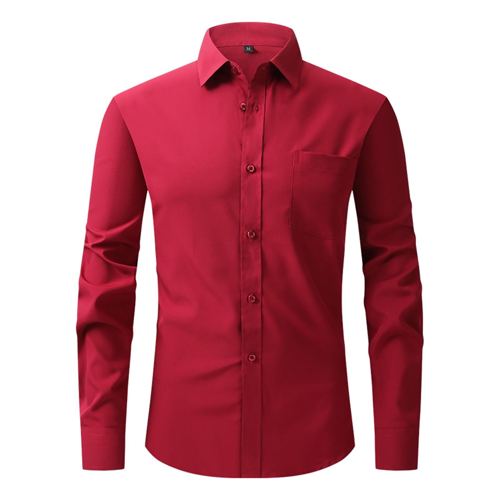 

Four Side Stretch Shirt Men s Business Casual Long Sleeve Shirt M винный