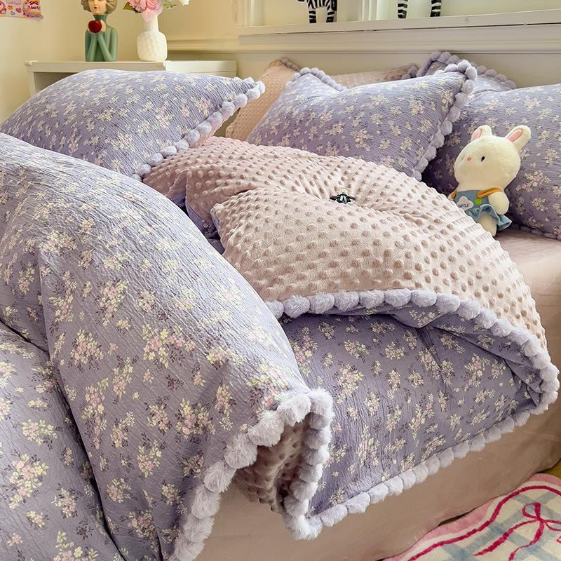 Thickened Bean Velvet Duvet Cover, Double-Sided Milk Velvet, for Autumn/Winter Warmth, Ideal for Student Dormitories