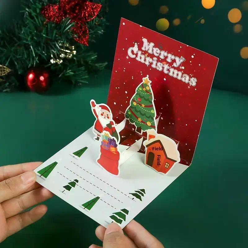 3D Weihnachtskarten zum Falten Frohe Weihnachten Beste Wünsche Karte Weihnachtsgeschenk für Neujahrssegen Dankes-Postkarte Dekoration