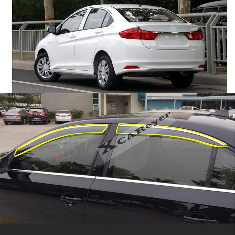 For Honda City 2015 2016 2017 2018 Car Body Styling Sticker Plastic Window Glass Wind Visor Rain/Sun Guard Vent Parts