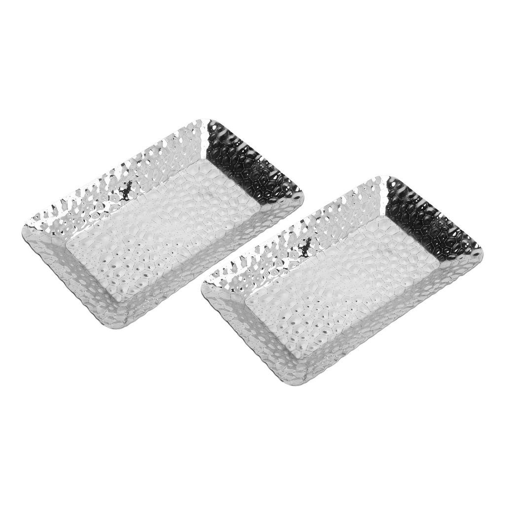 2PCS Stainless Steel Towel Tray Rectangular Serving Tray Decorative Vanity Platter Tray Kitchen Bath