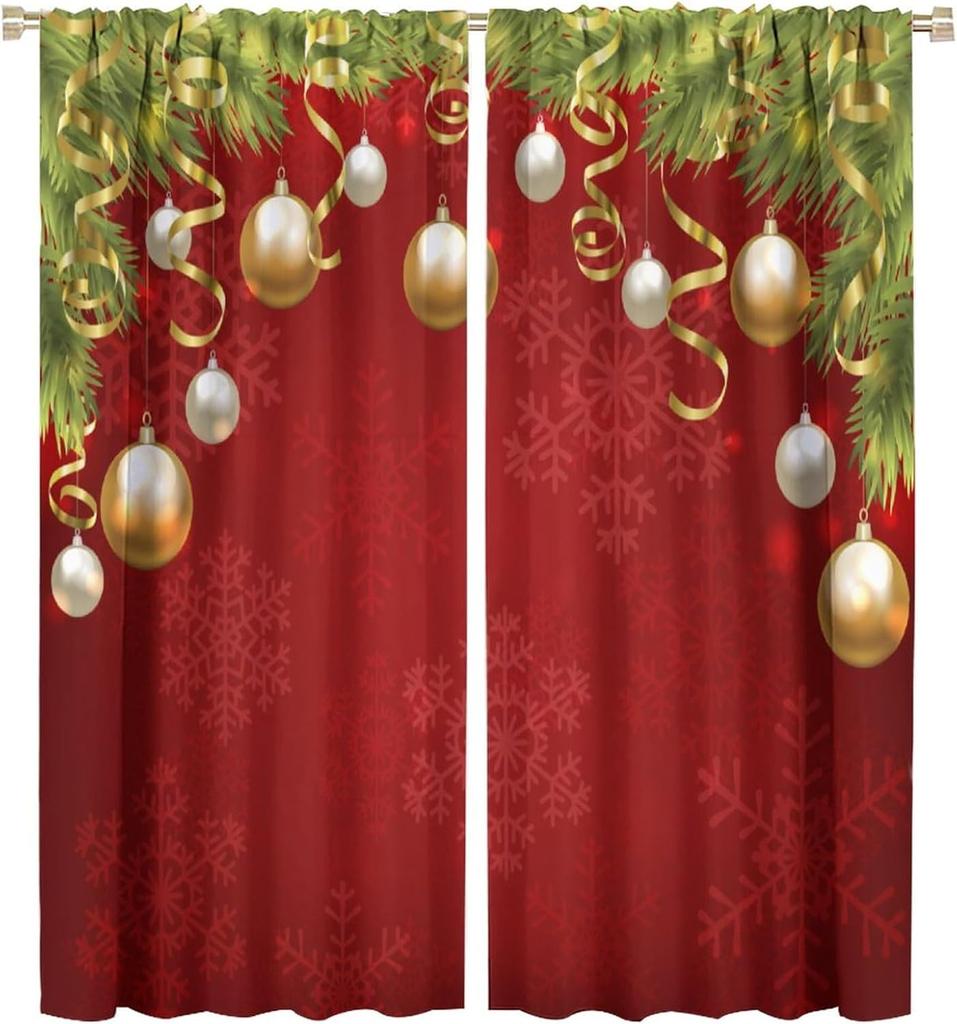 Kids Christmas Nutcracker Curtain Soldier Model Merry Xmas Window Treatments For Bedroom Living Room Snowflakes Winter Reddrapes