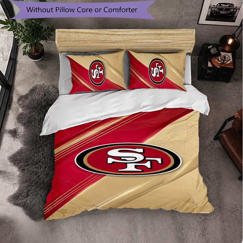 Set Biancheria da Letto in Microfibra con Fantasia San Francisco 49ers 3 Pezzi Copripiumino Decorativo per Camera da Letto Uso Domestico