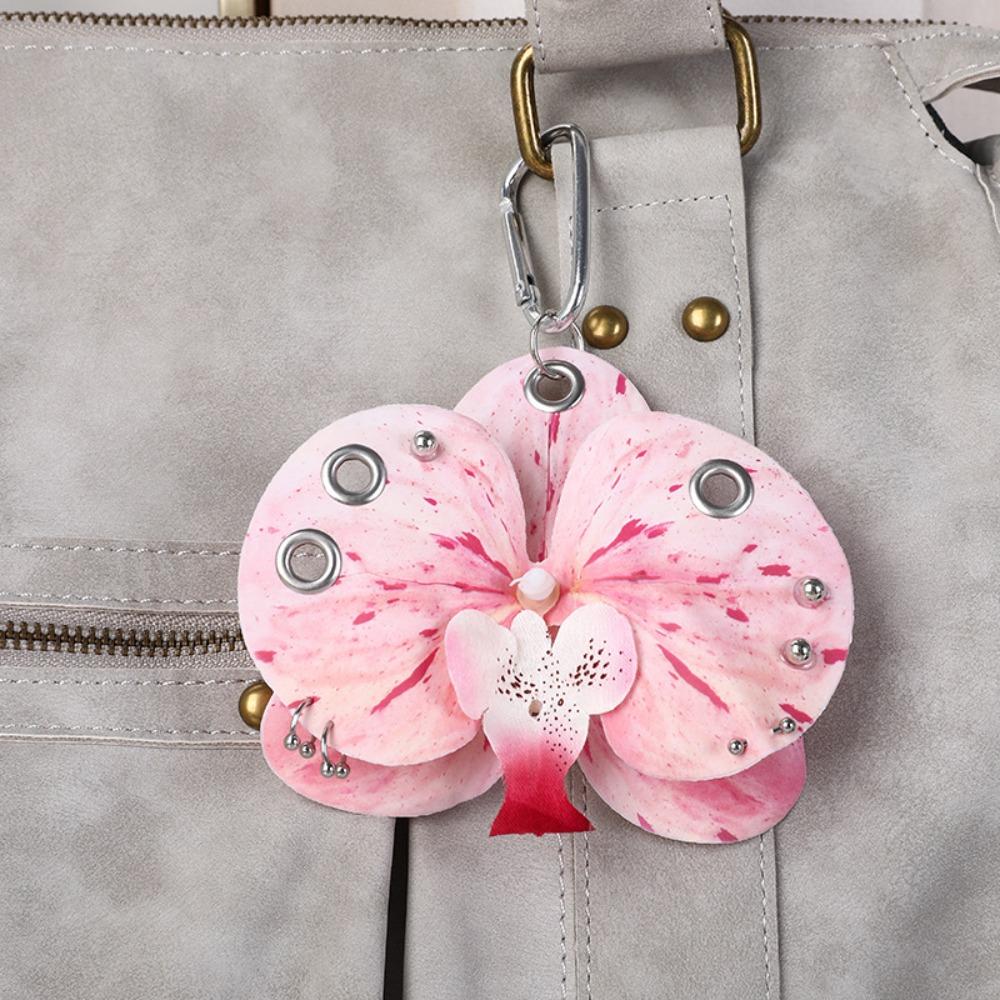 Keyring Phalaenopsis Orchid Keychain Keychains Bag Pendant Imitation Flower Pendant  Couple Kids