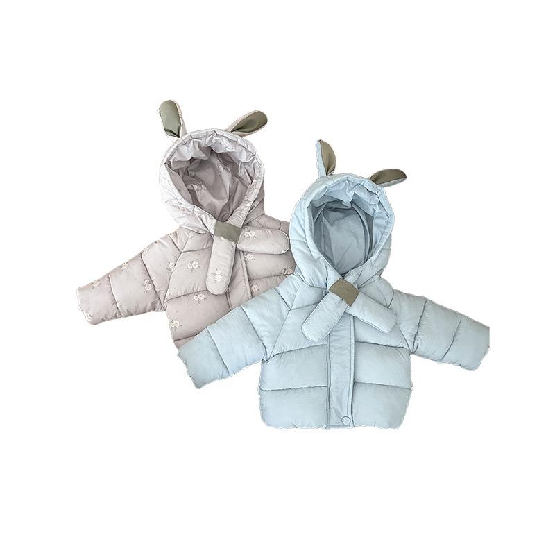 Winter Girls Down Cotton Clothes New Sweet Baby Hooded Scarf Thickened Warm Bread Jacket