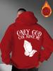 Retro Gothic Letter Praying Hands Back Print Men Hip Hop Sports Hoodie Vintage Street Loose Warm Fleece Pullover Sweatshirt