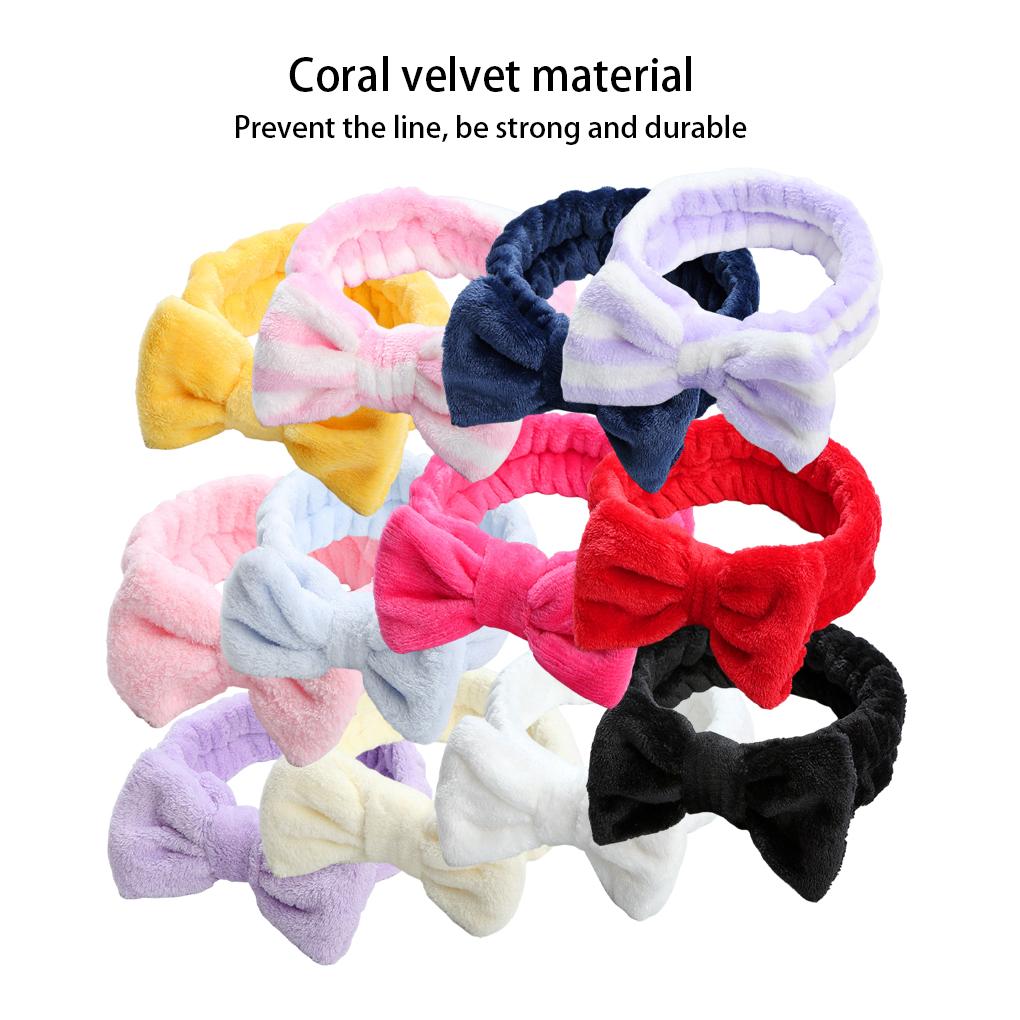 Coral Velvet Head Band Cute Decorative Portable Bowknot Face Washing Women Headband Headwear Ornament Birthday Gift
