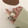 Elegant Irregular Pearl Ring Adjustable Ring Fashion Jewelry Statement Pearl Rings Alloy Texture for Various Occasion