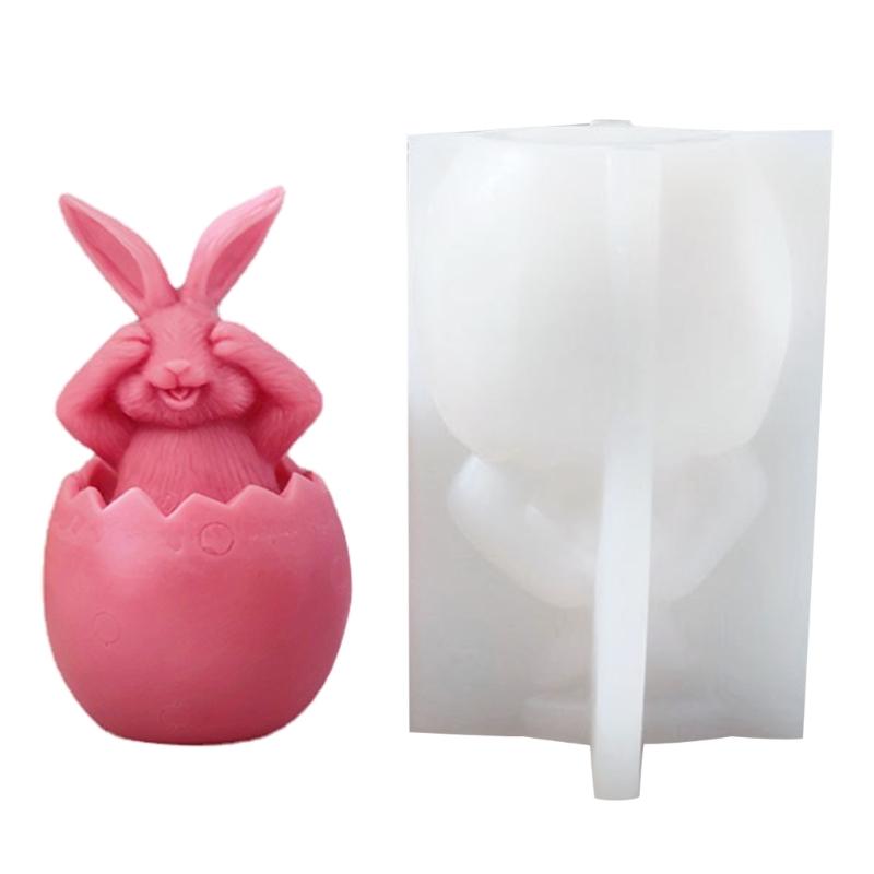 Long-Eared Egg Rabbit Plaster Doll-Silicone Mold Homemade Bunny Aromatherapy Candle Mold DIY Plaster Mold Home Decor