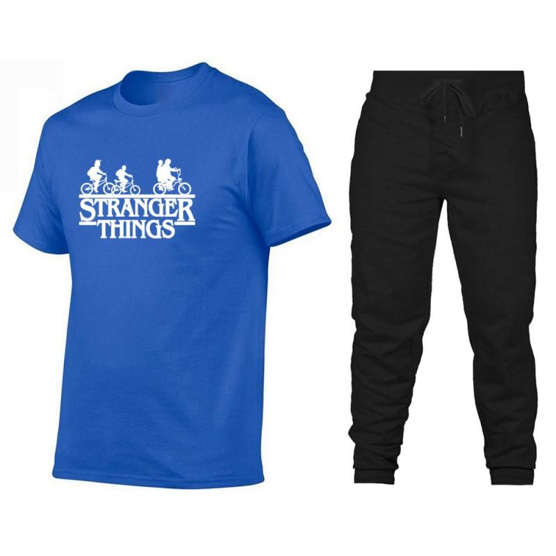 Mens Cotton Short Sleeve T-Shirt Pants Set Casual Sportswear Outfit Teens Young Adults