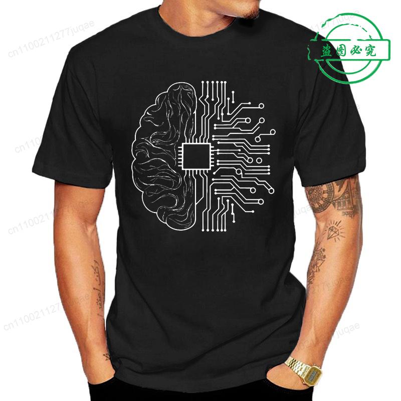 New Trend Men's Brain Technology Tee T-shirts Casual and Breathable Men's Clothing Cpu Computer T-Shirts Short Sleeve Tops Tees