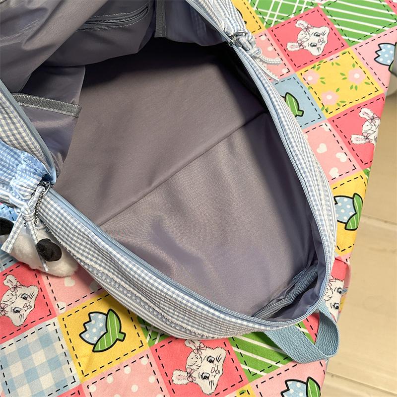 Large Capacity Women's Backpack Striped Student Schoolbag