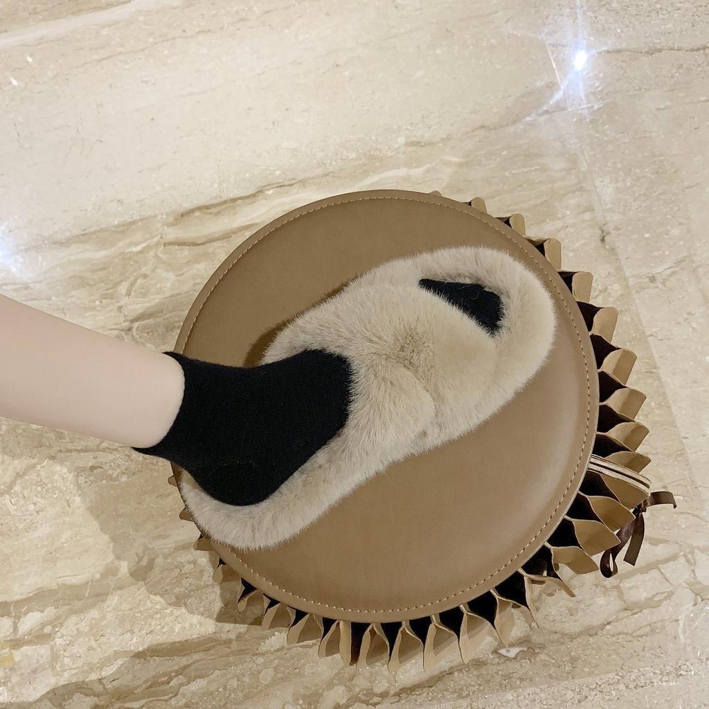 Cotton Slippers Ins Home Fluffy Slippers Women Wear New Thick Bottom Cross Internet Celebrity Spring and Autumn Muffin 2025 Tide