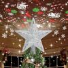 Kesfitt Christmas Tree Topper Lighted with 6 Projection Modes,Christmas Star Tree Topper Built-in LED Rotating Lights,Silver 3D Glitter Dynamic