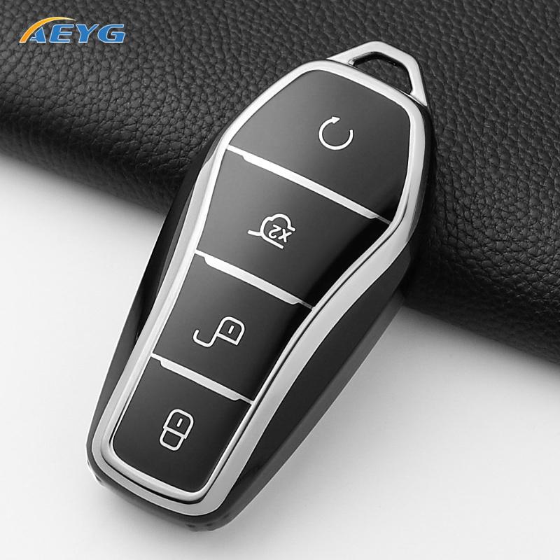 Tpu Car Key Case Cover Shell For Byd Song Plus Atto 3 Han Ev Tang Dm Qin Seal Dolphin Remote Fob Holder Keychain Accessories