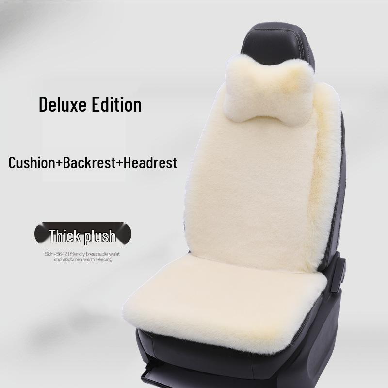 Winter Rabbit Fur Wool Heated Car Seat Cushion - Non-slip, Warm, for Single Seat with Small Waist Support