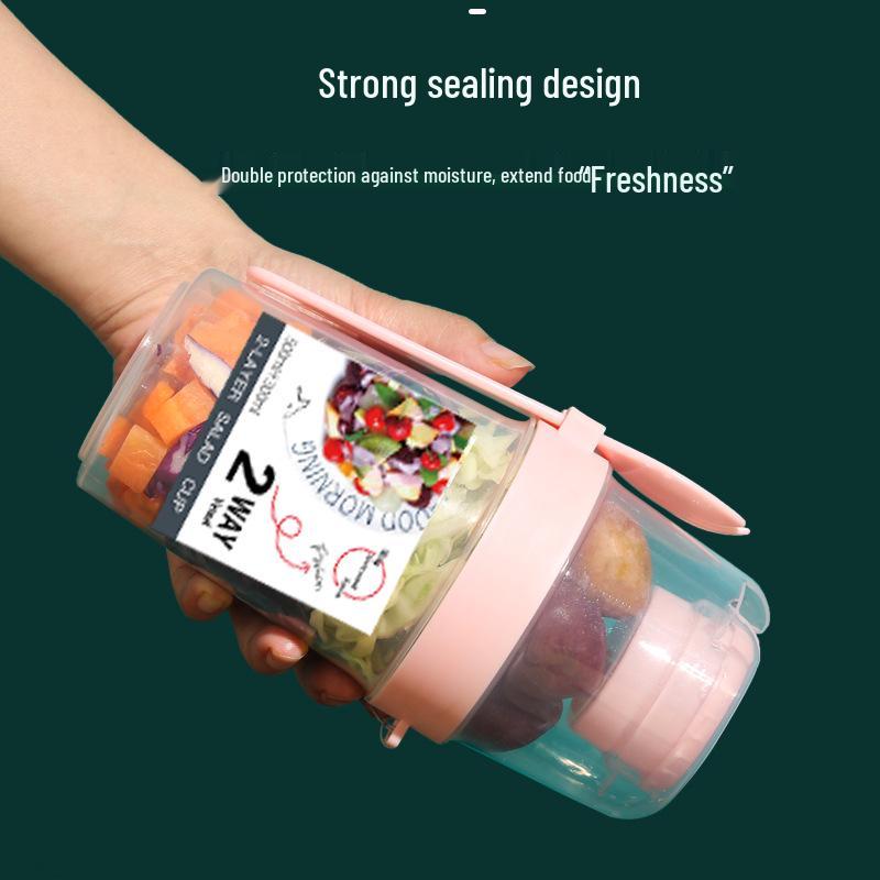 Mason Jar Breakfast Salad Cup with Lid and Fork - Portable Fruit & Veggie Light Meal Yogurt Cup