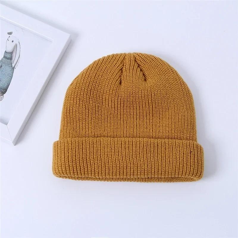 Autumn and Winter Fashion Adult Men Warm Casual Short Thread Hip Hop Hat Wool Knitted Skull Cap Elastic Hats Accessories Gifts