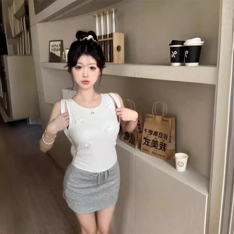 Small Fragrance Bow Halter Vest Summer New Slim-fit Outerwear Base Spice Sleeveless Short Top