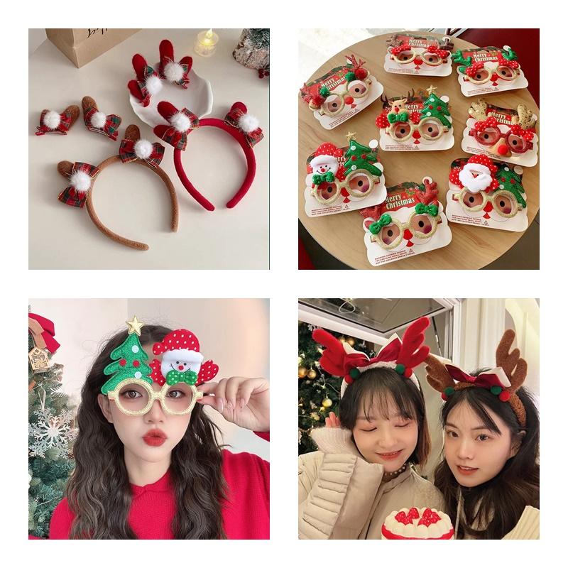 Christmas Hair Clip Cute Antlers Hairpin New Year Gifts Hairband Party Christmas Snowman Glasses Navidad Decor Hair Accessories