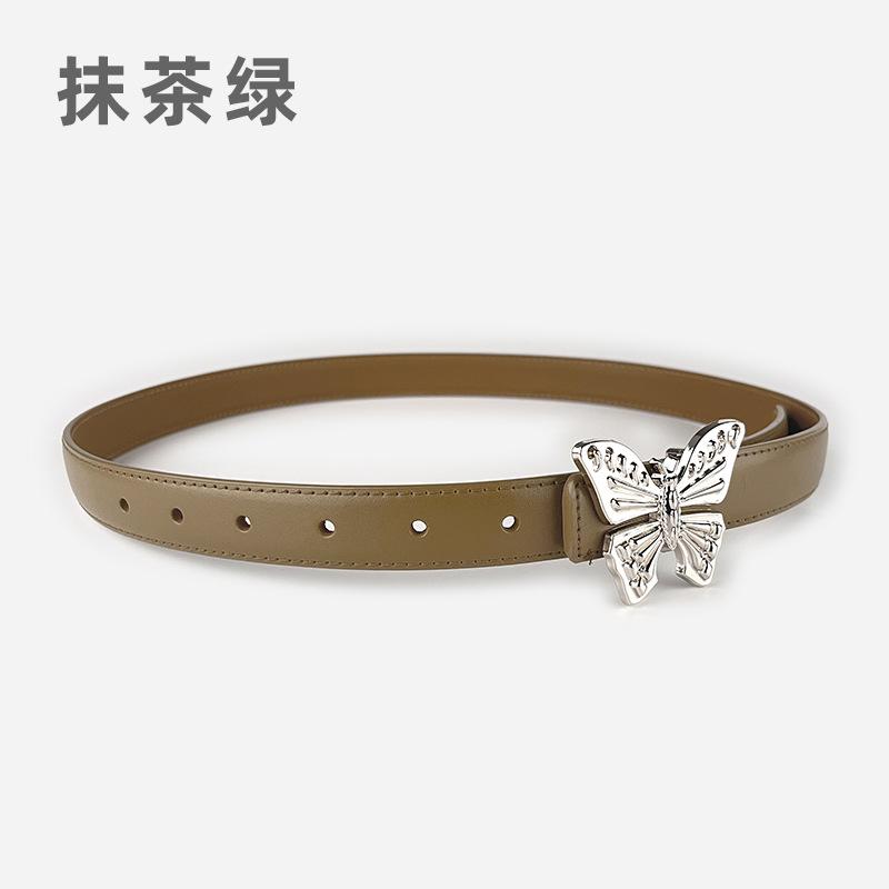 

Кожаный женский ремень-бабочка, женский ремень из коровьей кожи с повседневным джинсовым ремнем 105cm