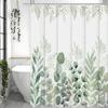 Rideau de douche Feuille d'eucalyptus, Rideau de douche décoratif pour salle de bain, Rideau de douche imperméable avec crochets