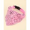 1pc Adjustable Printed PU Pet Bandana With Water Absorbent Towel And Traction Buckle For Small And Medium Dogs