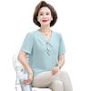 Mom's Stylish Summer Two-Piece Set: Chiffon Top & Short Sleeve T-Shirt for Middle-Aged Women