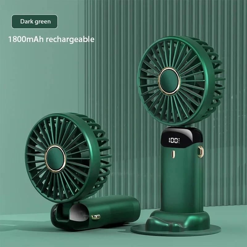 Handheld Mini Fan Foldable Portable Neck Hanging Fans 5 Speed USB Rechargeable Fan with Phone Stand and Display Screen