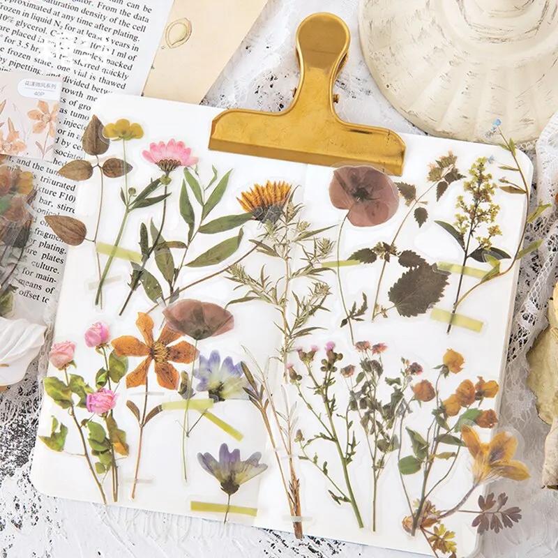 40pcs Flowers Stickers Daisy Deco for Junk Journal Stationery Supplies Stickers Junk Journals Scrapbooking Stickers