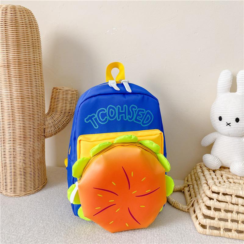 

Веселый и яркий детский рюкзак с мультяшным дизайном-гамбургером для мальчиков и девочек, легкий, прочный, из нейлона синий