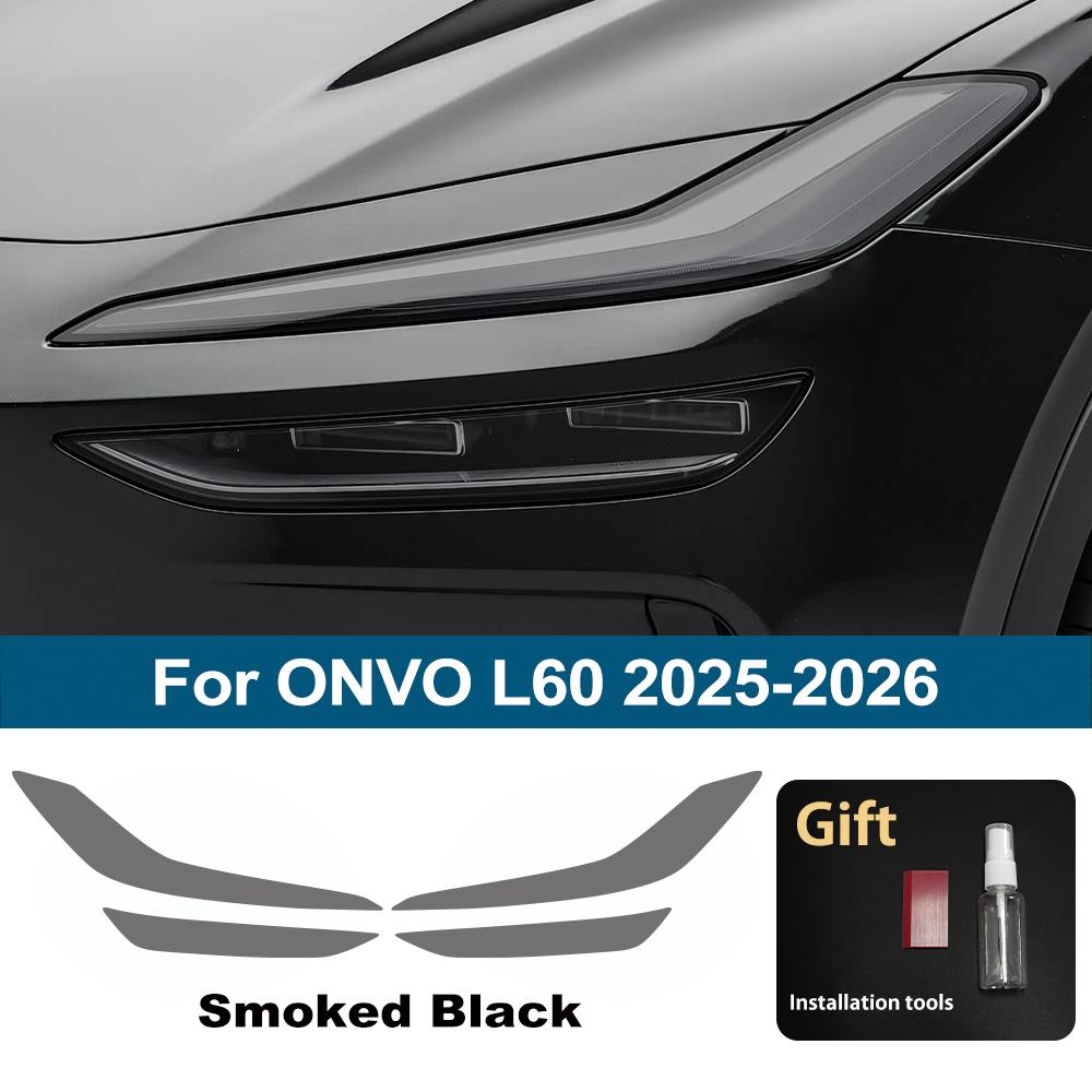 

Anti-Scratch TPU PPF Car Headlight Cover for ONVO L60 2026-2026 High Gloss Smoke Black Pre-Cut Vinyl Wrap Protection Film Kit For L60 25-26 SMK