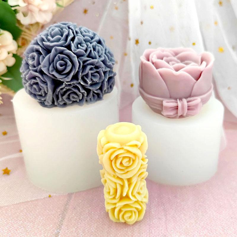 Buy 1PC Valentines Day Candle Molds 3D Rose Large Flower Handmade Diy