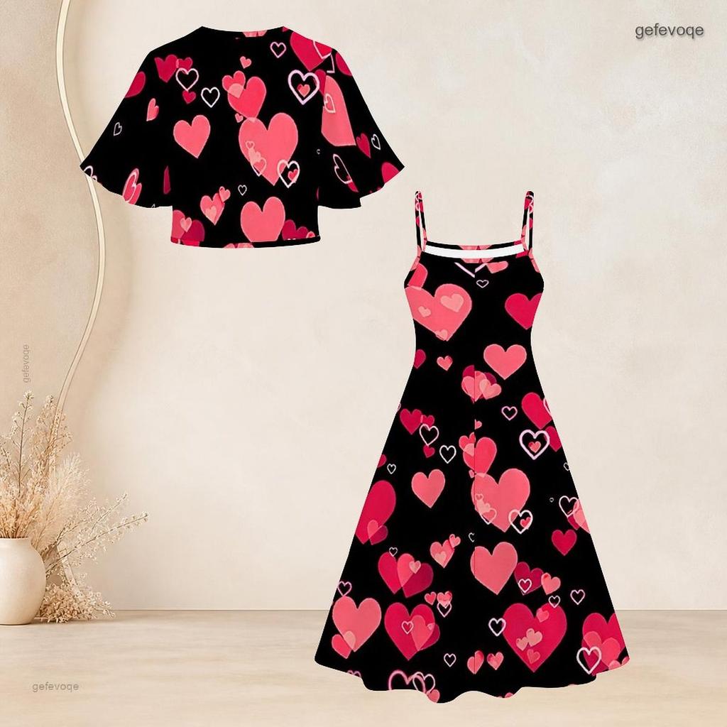 Women Plus Size White Printed Two Piece Set Batwing Sleeve Cropped Shrug Strappy Flared Dress