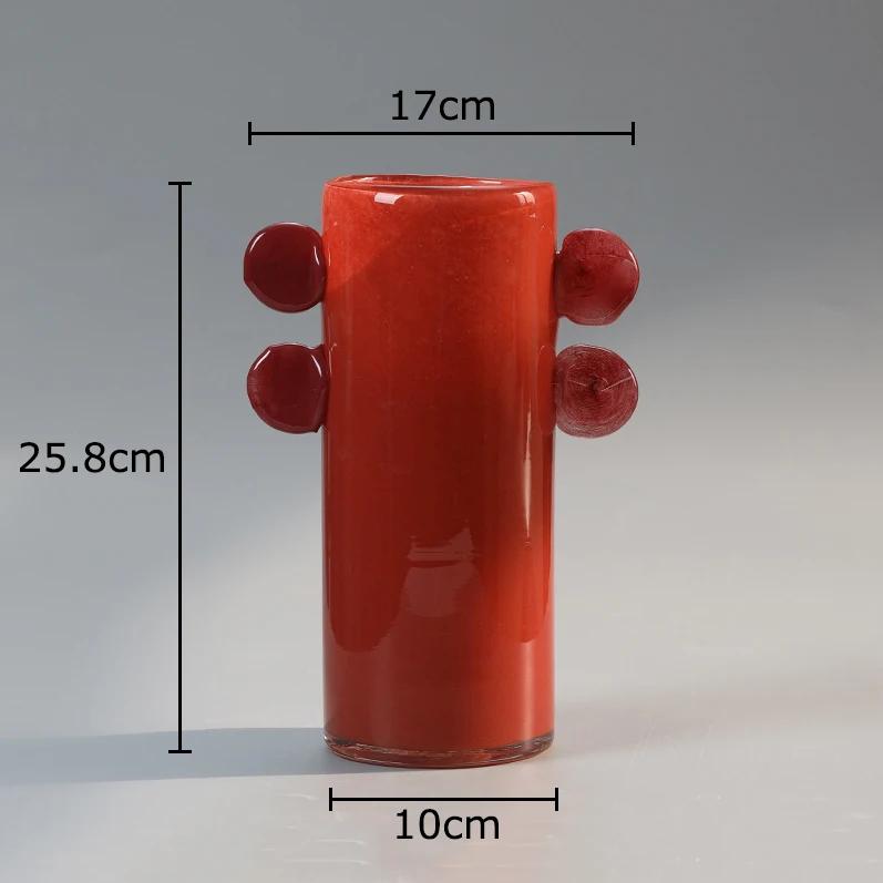 Gradient Colorful Glass Vase Transparent Flower Pots Desk Decoration Flower Arrangement Floral Vases Room Aesthetic Decor