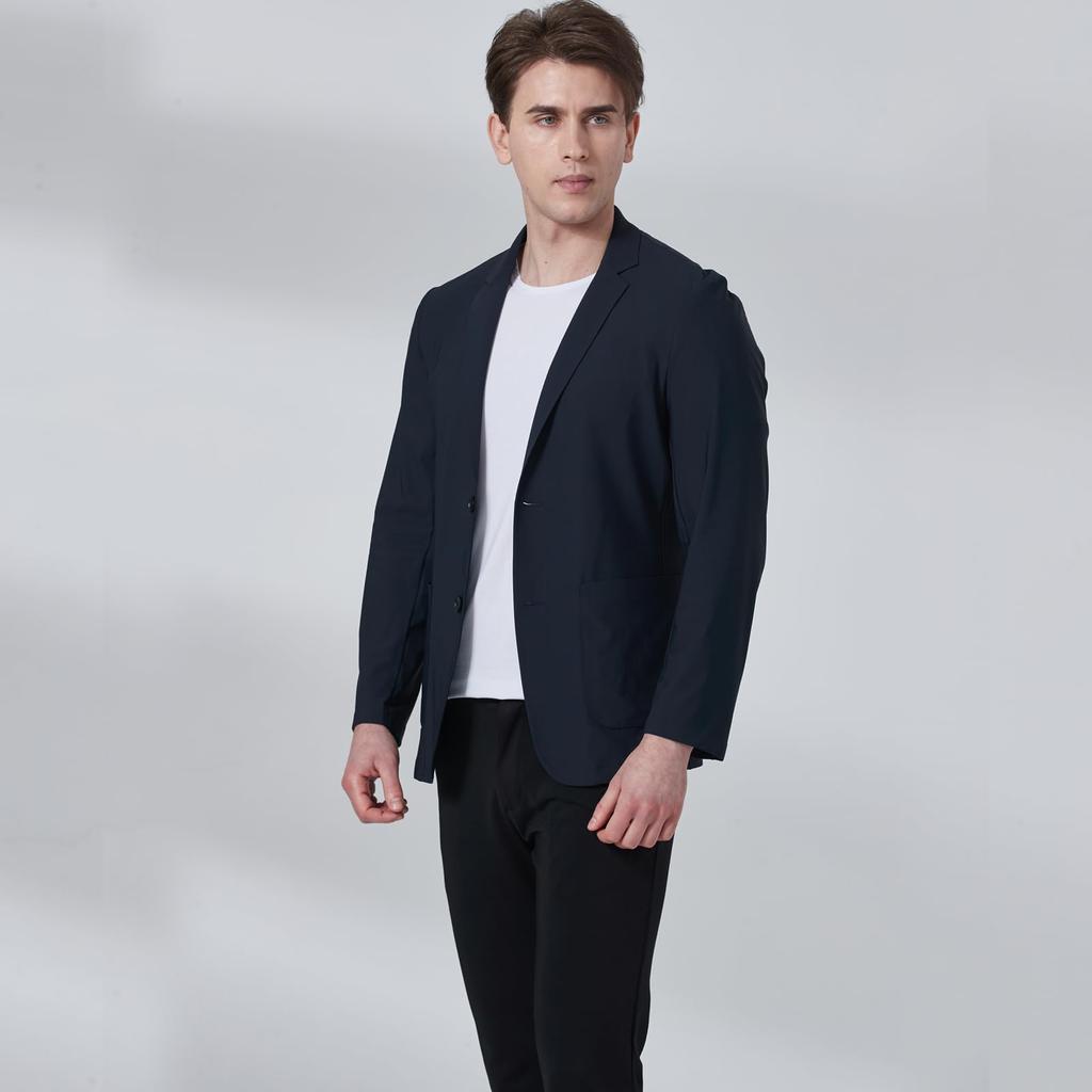 MYMRIN Summer Business Blazer Size Men's Cooling, Breathable, Ultra-Thin Jacket, Wrinkle-Resistant, Cool, Casual, (Navy, 2XL)