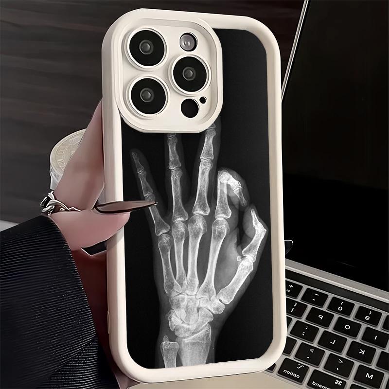Phone Case for iPhone 17 Air 16E 15 16 Pro Max Funny X-Ray Hand Bones Cover 14 Plus 13 12 Mini Soft Shell Silicone Fundas